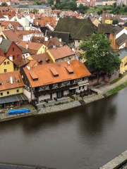 Blick von der Mantelbrücke auf unser Hotel